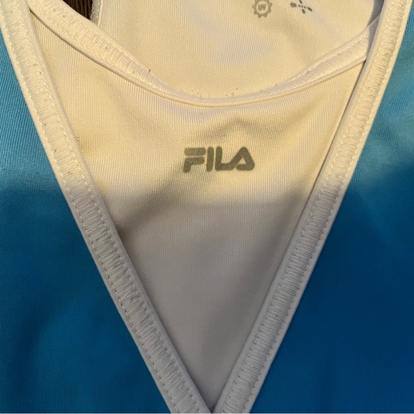 (5 for $15) FILA F-5 Sports Bra Blue with White Border Sports Keyhole Back - Picture 4 of 6